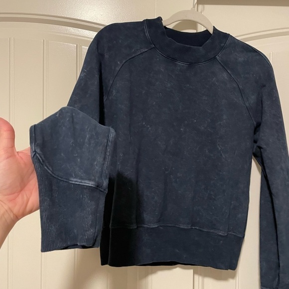 Lululemon Ready to Roll Crew Dye Acid Rubber Dye True Navy sweatshirt size 4 - Picture 2 of 7
